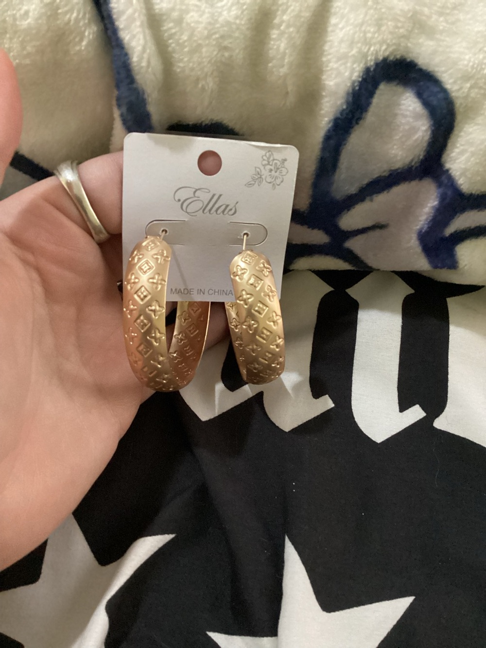 Ella Gold-Tone Textured Hoop Earrings fashion